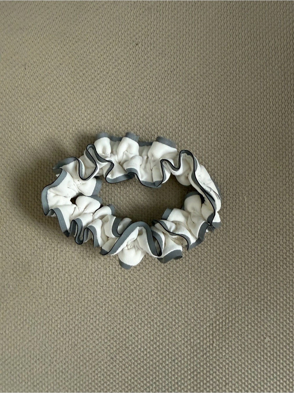 lululemon athletica White and Gray Ruffle Scrunchie